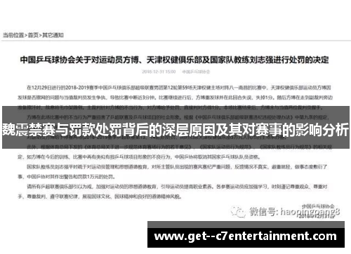 魏震禁赛与罚款处罚背后的深层原因及其对赛事的影响分析
